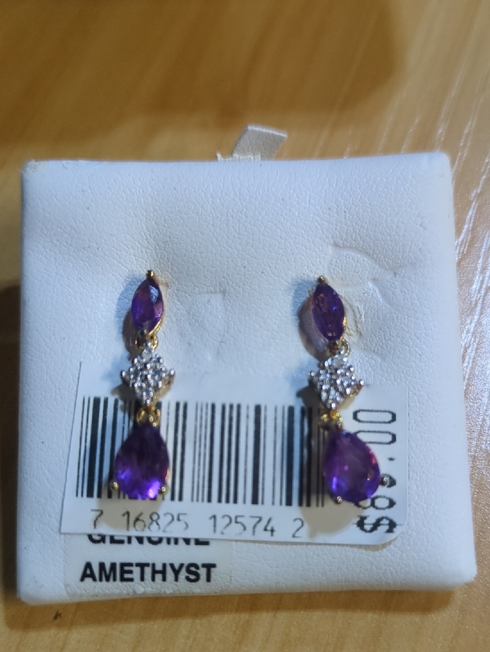 Kohl's Purple Amethyst Teardrop Dangle Earrings with Gold Tone